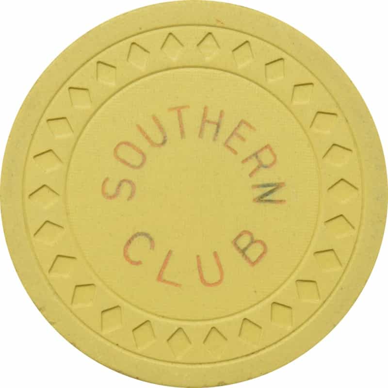 Southern Club Illegal Casino Hot Springs Arkansas $1 Chip Solid Yellow