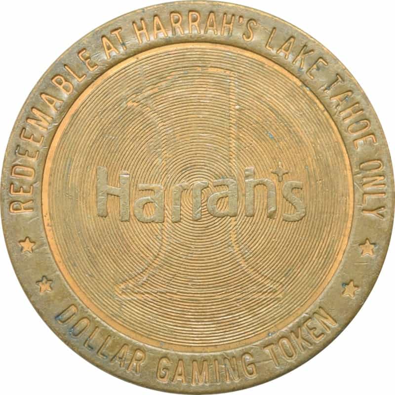 Harrah's Casino Lake Tahoe Nv $1 Token 1988 (Brass Color)