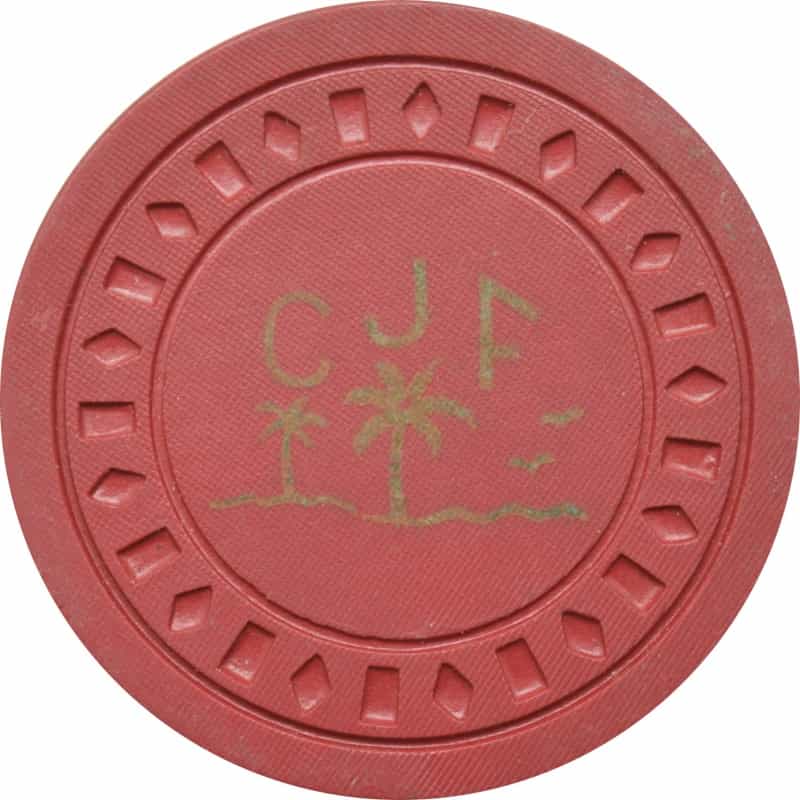 Cjf (Charles J Freed.) Illegal Casino Palm Beach Florida Red Chip