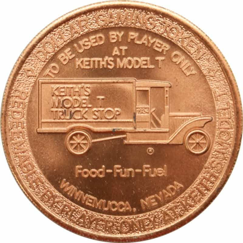 Keith's Model T Truck Stop Casino Nevada $1 Token 1969 First Moon Landing