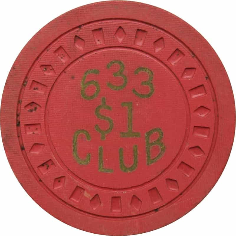 633 Club/Flamingo Club Illegal Casino Newport Kentucky $1 Diasqr Chip