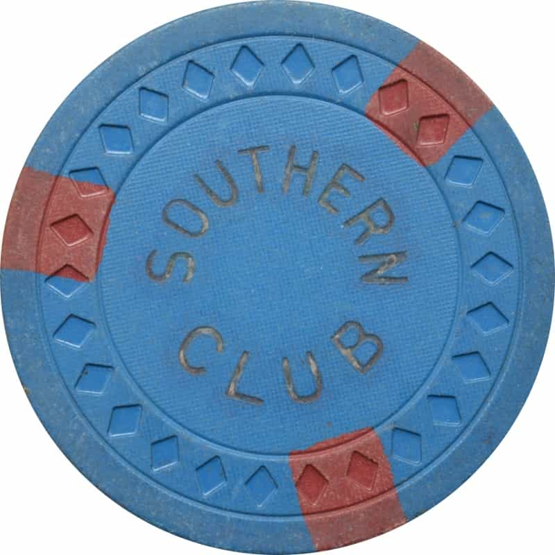 Southern Club Illegal Casino Hot Springs Arkansas $5 Chip Blue With Red Edgespots