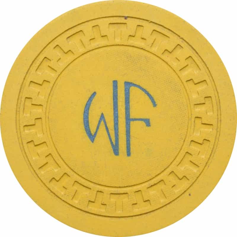 White Front Illegal Casino Hot Springs Arkansas Yellow Blue Hotstamp Chip