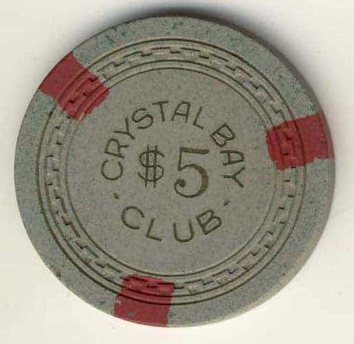 Crystal Bay Club Casino Lake Tahoe Nevada $5 Chip 1950s