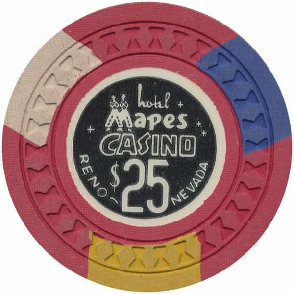 Mapes Casino Reno Nevada $25 Chip Red, Hourglass 1957
