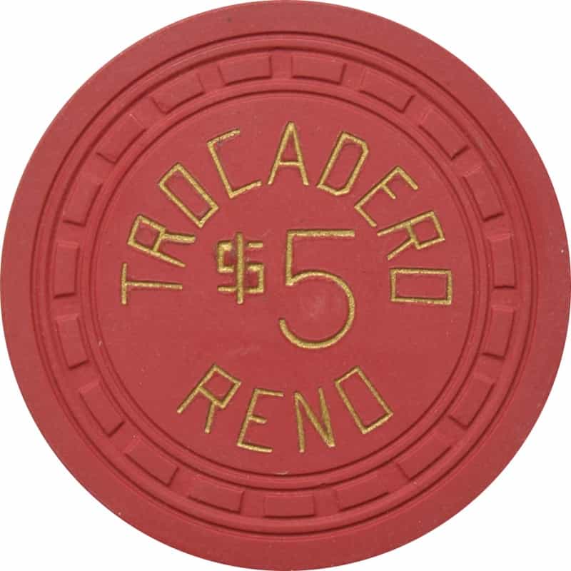 Trocadero Casino Reno Nevada $5 Chip 1940s