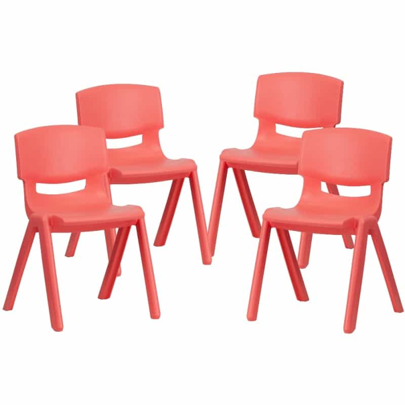 Whitney 4 Pack Red Plastic Stackable School Chair With 13.25'' Seat Height