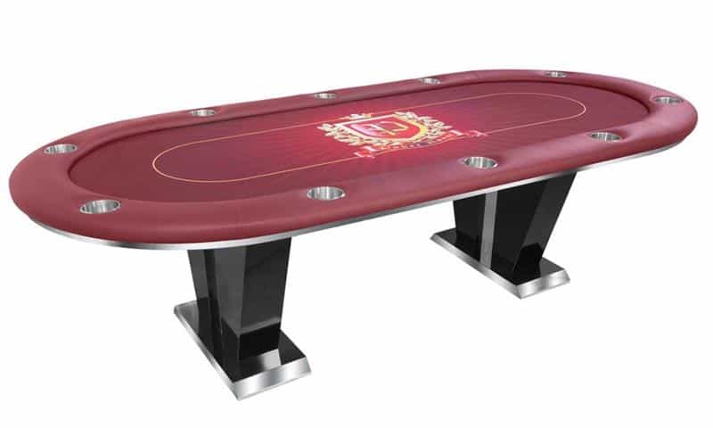 Ferrari Hold'em Poker Table With Stainless Steel Pedestal Base