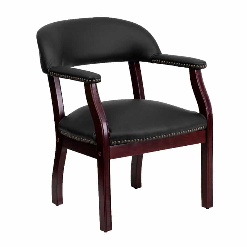 Diamond Black Leathersoft Conference Chair With Accent Nail Trim