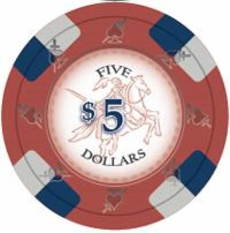 Poker Knights Series Clay Poker Chips 13.5G Roll Of 25 Chips - $5