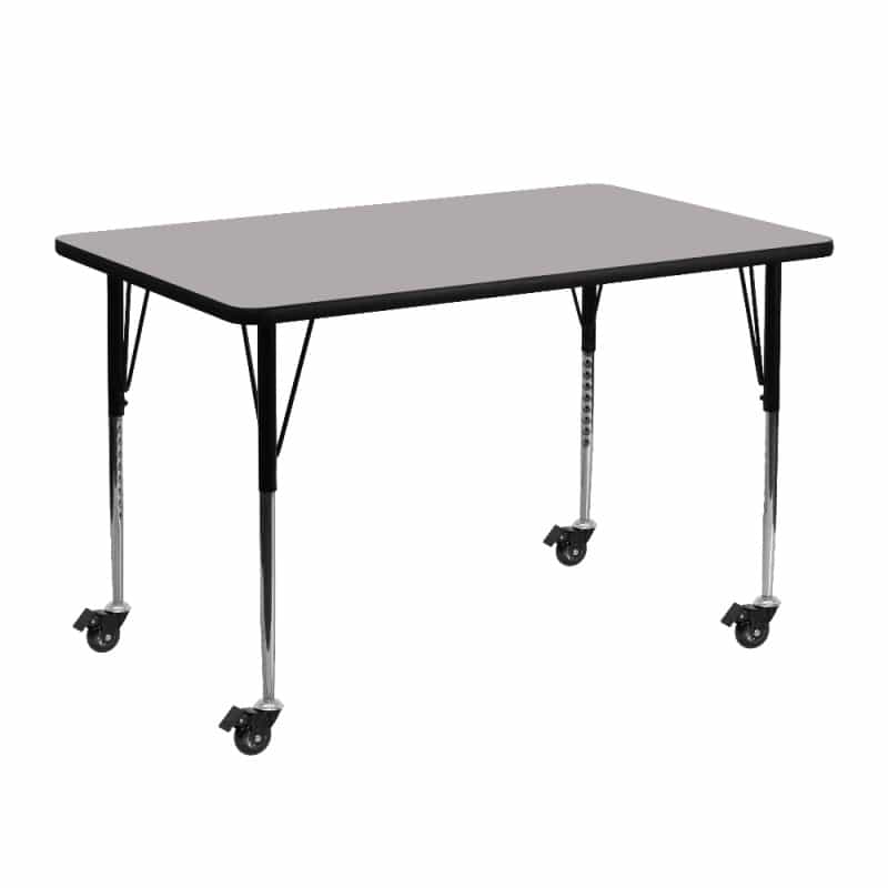 Wren Mobile 24''W X 48''L Rectangular Grey Hp Laminate Activity Table - Standard Height Adjustable Legs