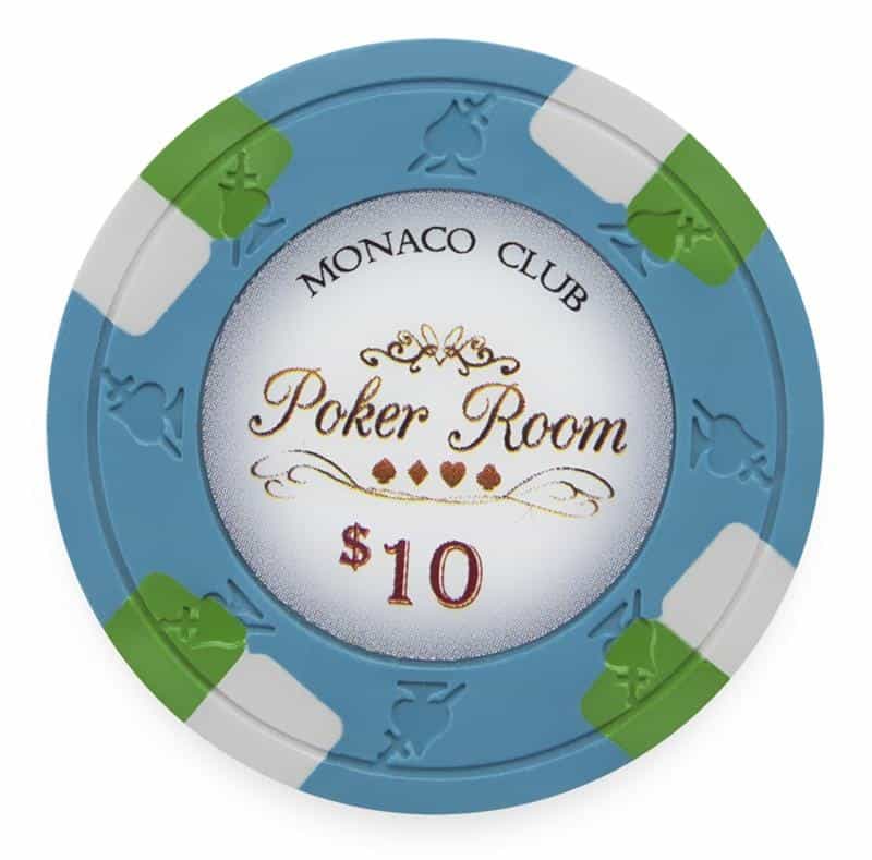 Monaco Club Series 13.5 Gram Poker Chips - $10 Sold By The Roll Of 25Pcs