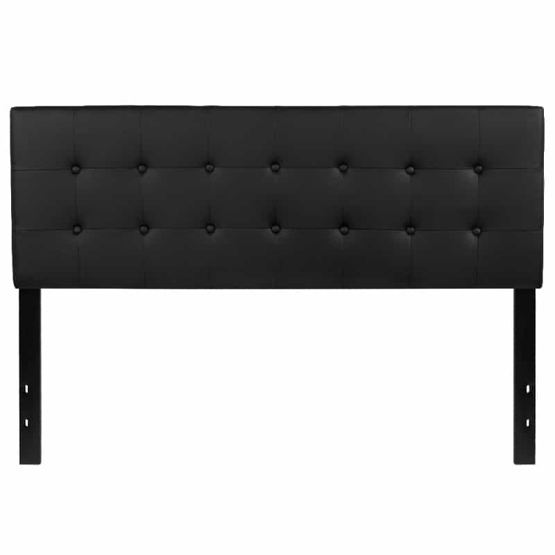 Lennox Tufted Upholstered Queen Size Headboard In Black Vinyl