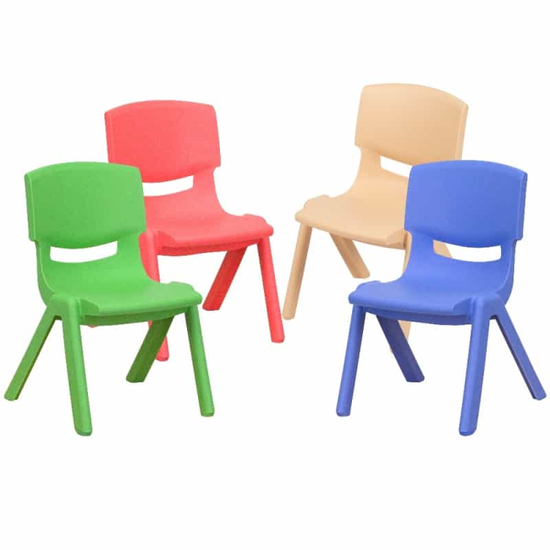 Whitney 4 Pack Plastic Stackable School Chairs With 10.5" Seat Height, Assorted Colors