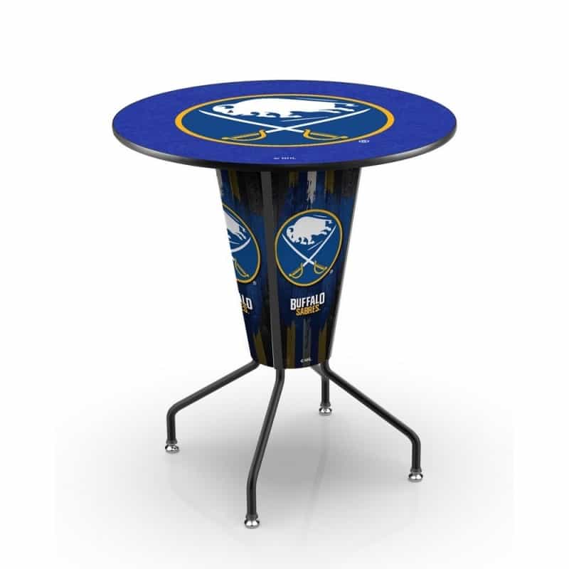 L218 Buffalo Sabres 42" Tall - 36" Indoor Logo Top Lighted Pub Table With Black Wrinkle Finish