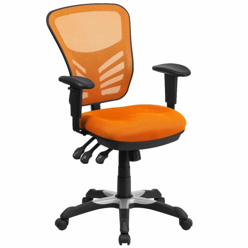Nicholas Mid-Back Orange Mesh Multifunction Executive Swivel Ergonomic Office Chair With Adjustable Arms