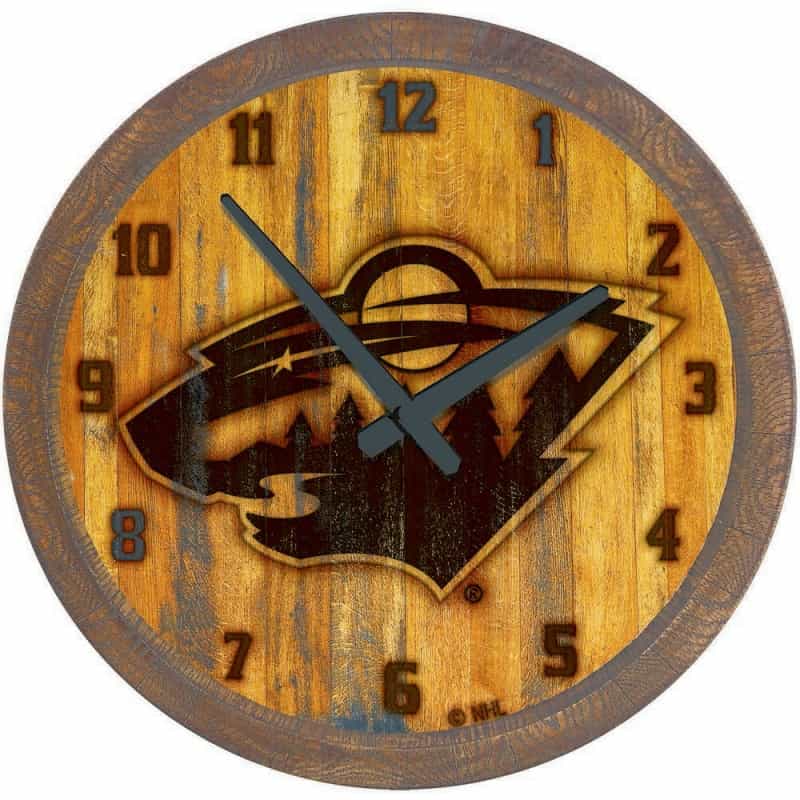 Minnesota Wild: Branded "Faux" Barrel Top Wall Clock