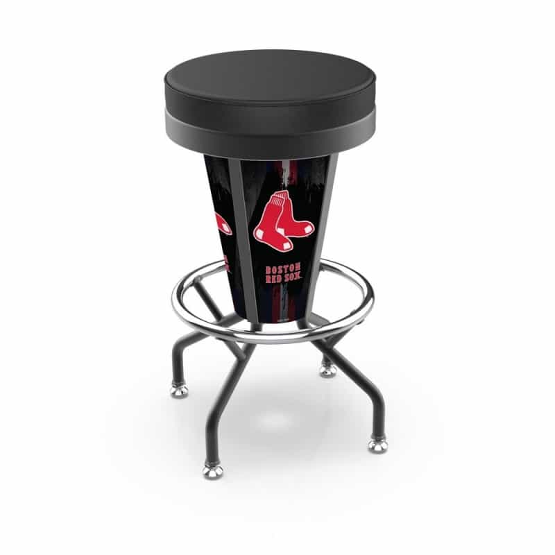L5000 Boston Red Sox 30" Lighted Bar Stool With Black Wrinkle Finish By Holland Bar Stool Co