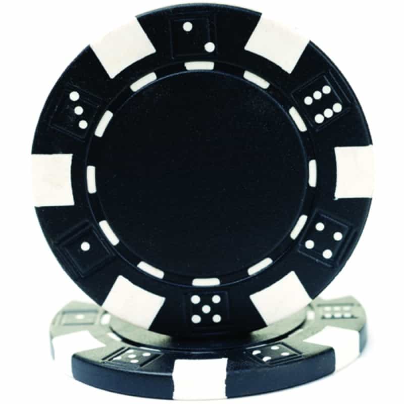 Black 11.5 Gram Striped Dice Chip Sold By The Roll