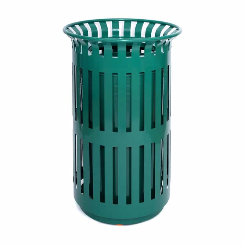 Collins Commercial Grade Green Outdoor Round Slatted Steel 37 Gallon Trash Can With Removable Inner Bin