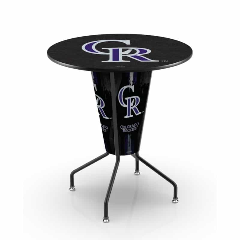L218 Colorado Rockies 42" Tall - 36" Indoor Logo Top Lighted Pub Table With Black Wrinkle Finish