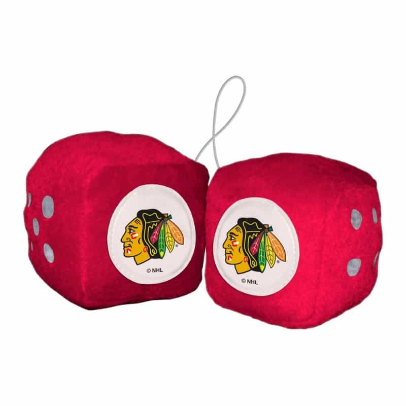 Chicago Blackhawks Team Color Fuzzy Dice Decor 3" Set