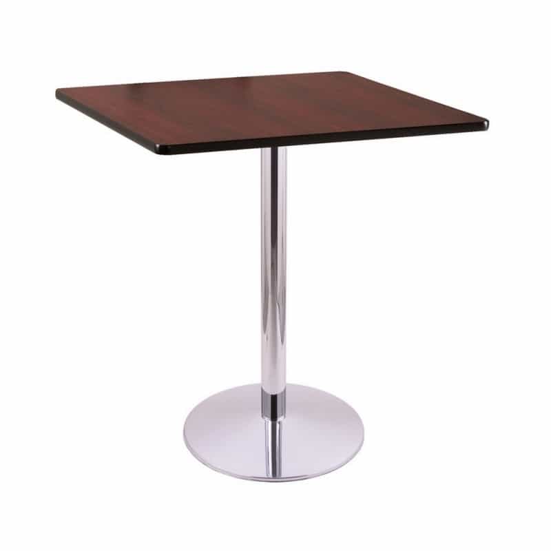 36" Tall Counter Height 214 Table With A Chrome Finish, 22" Diameter Round Footed Base And A Square Reversable (Black Or Dark Cherry) Top, Top Size: 36 X 36 Inch - Square