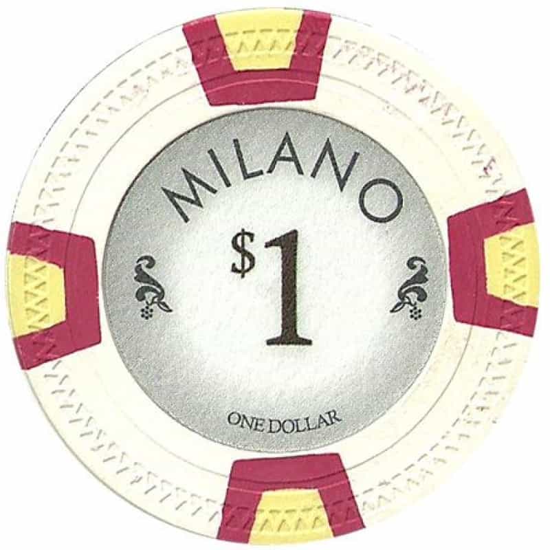 Milano 10 Gram Clay Poker Chip $1 Sold By The Roll Of 25Pcs