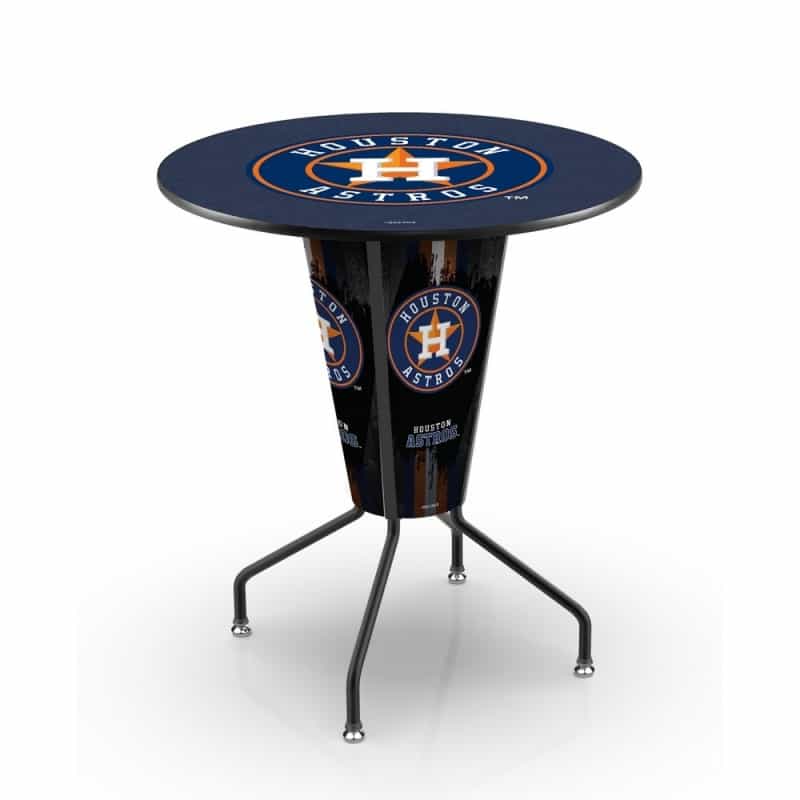 L218 Houston Astros 42" Tall - 36" Indoor Logo Top Lighted Pub Table With Black Wrinkle Finish