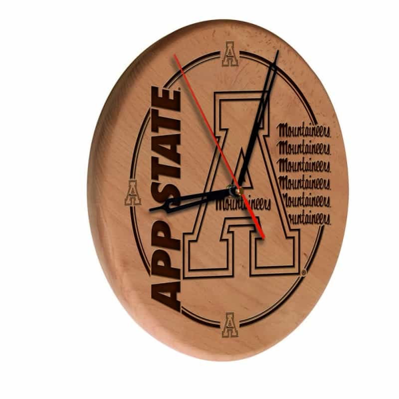 Appalachian State Laser Engraved Wood Clock By The Holland Bar Stool Co
