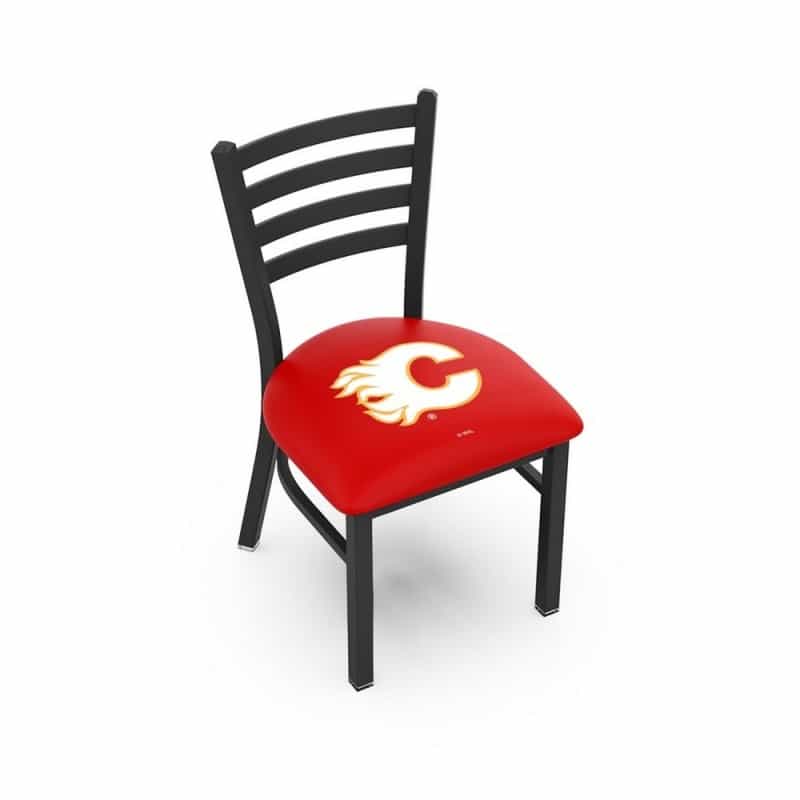 L00418 Black Wrinkle Calgary Flames Stationary Chair With Ladder Style Back By Holland Bar Stool Co
