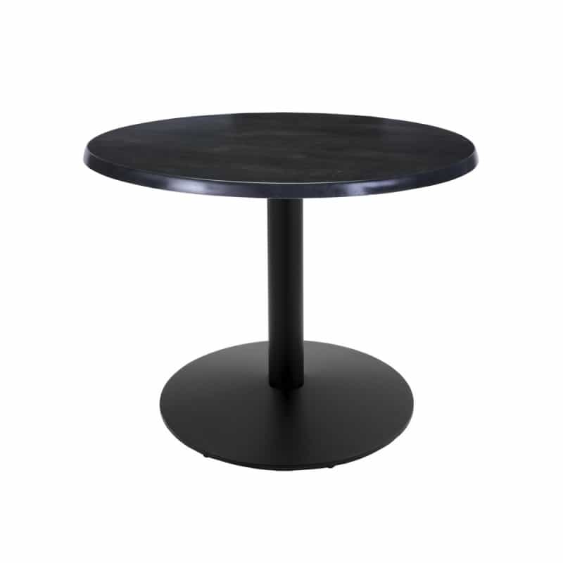 Indoor/Outdoor 30" Tall Od214 Black Table Base With 22" Diameter Foot And 30" Diameter Indoor/Outdoor Black Steel Top By The Holland Bar Stool Co
