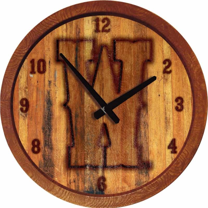 Wyoming Cowboys: Branded "Faux" Barrel Top Wall Clock