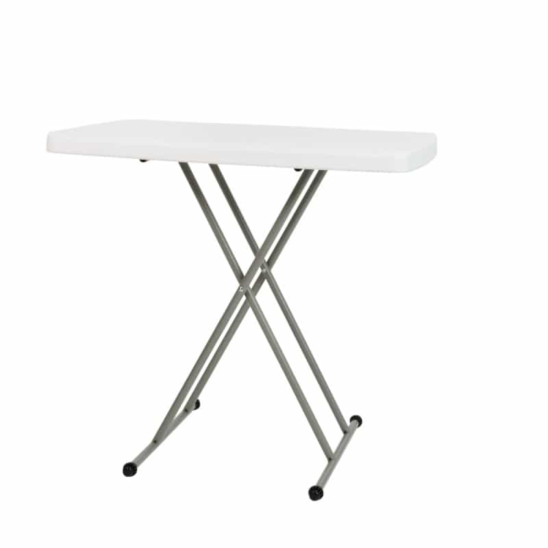 Elon 30 Inch Granite White Indoor/Outdoor Plastic Folding Table, Adjustable Height Commercial Grade Side Table, Laptop Table, Tv Tray