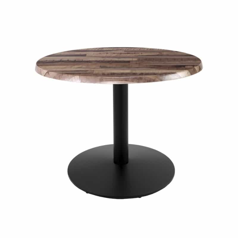 Indoor/Outdoor 30" Tall Od214 Black Table Base With 22" Diameter Foot And 30" Diameter Indoor/Outdoor Rustic Top By The Holland Bar Stool Co