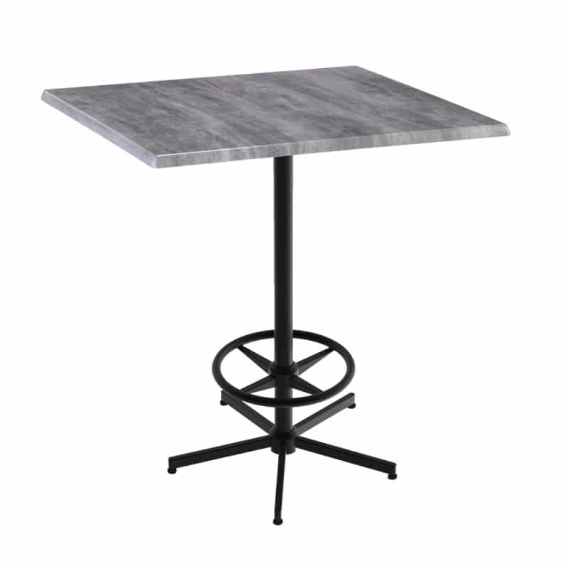 Indoor/Outdoor 42" Tall Od216 Black Table Base With 36" X 36" Square Indoor/Outdoor Greystone Top By The Holland Bar Stool Co