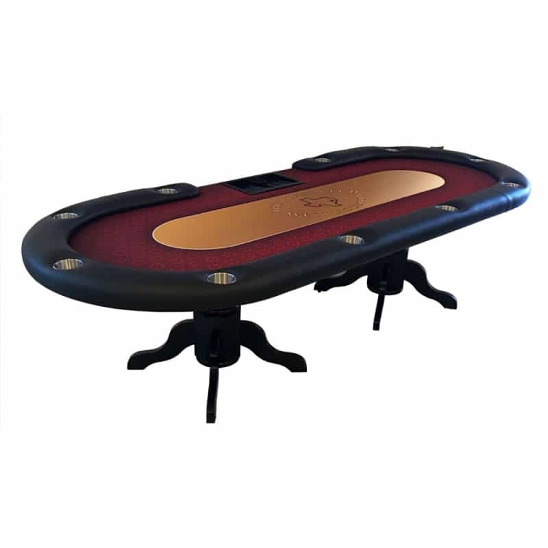 Texas Hold'em Poker Table With Dealer Area And Furniture Style Wooden Pedestal Legs