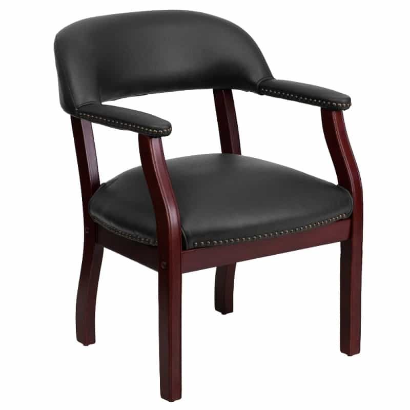 Diamond Black Vinyl Luxurious Conference Chair With Accent Nail Trim