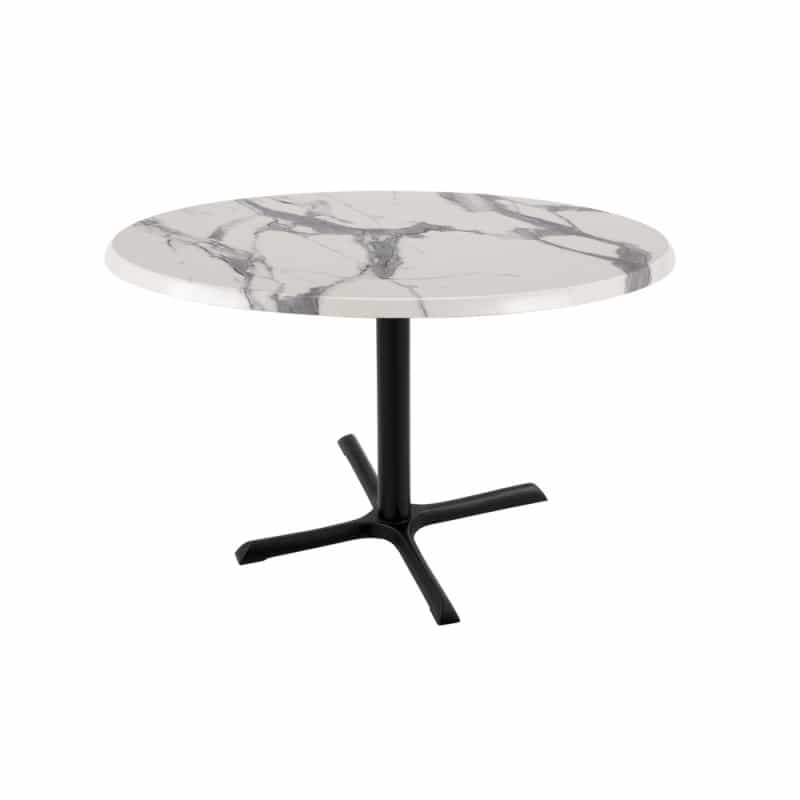Indoor/Outdoor 30" Tall Od211 Black Table Base With 30" X 30" Foot And 36" Diameter Indoor/Outdoor Top By The Holland Bar Stool Co, Top Color: White Marble