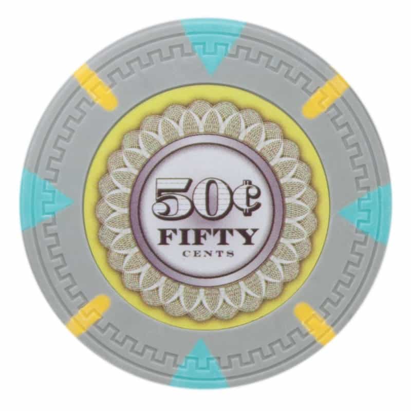 Mint 13.5 Gram Poker Chips - .50C (Cents) (25 Pack)