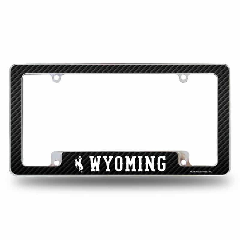 Rico Industries Ncaa Wyoming Cowboys Carbon Fiber 12" X 6" Chrome All Over Automotive License Plate Frame