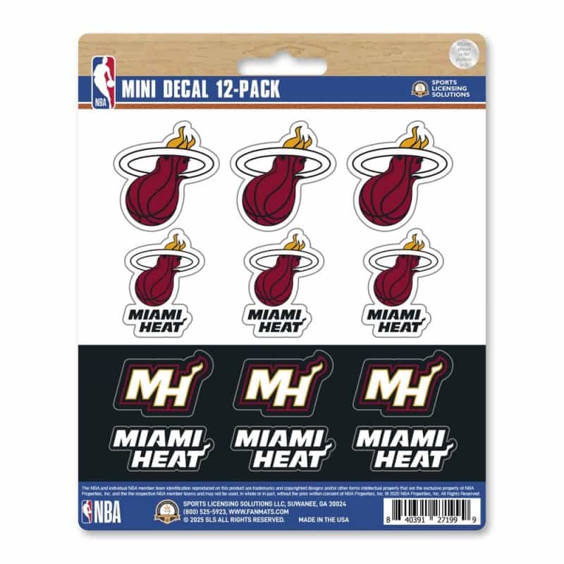 Miami Heat 12 Count Mini Decal Sticker Pack