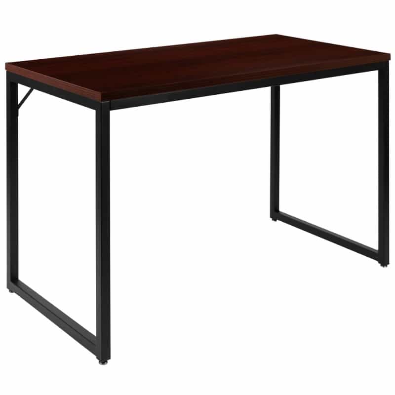 Tiverton Industrial Modern Desk - Commercial Grade Office Computer Desk And Home Office Desk - 47" Long (Mahogany/Black)