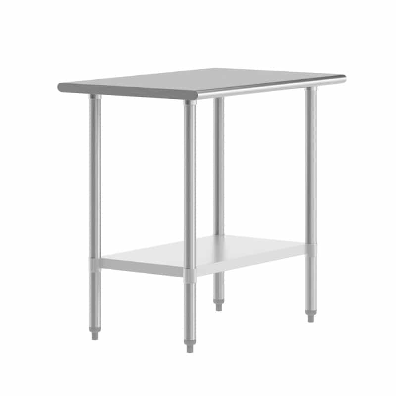 Reese 24X36 Portable Prep And Work Table With Nsf Certified 18 Gauge Stainless Steel Top Shelf And Adjustable Galvanized Steel Undershelf