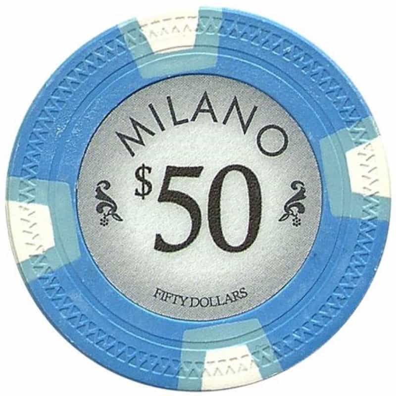 Milano 10 Gram Clay Poker Chip $50 Sold By The Roll Of 25Pcs