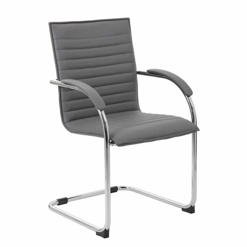 Boss Chrome Frame, Grey Vinyl Side Chair, 2 Pack
