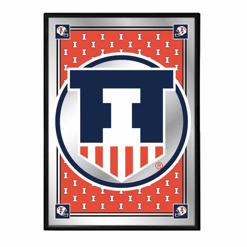 Illinois Fighting Illini: Team Spirit, Badge - Framed Mirrored Wall Sign