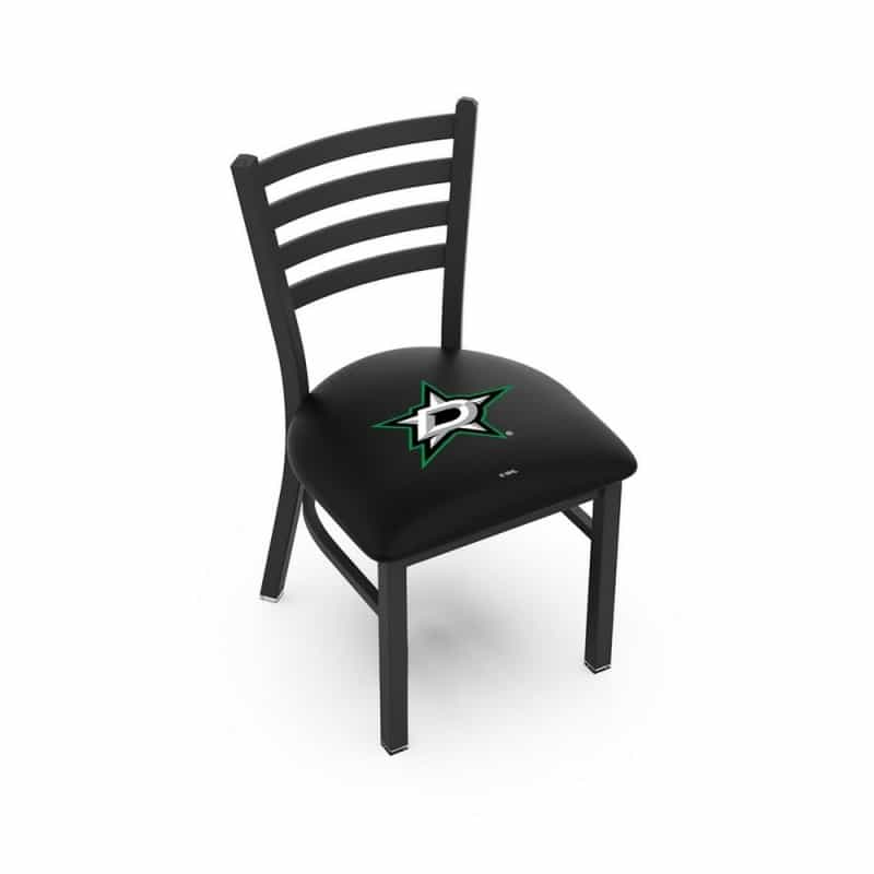 L00418 Black Wrinkle Dallas Stars Stationary Chair With Ladder Style Back By Holland Bar Stool Co