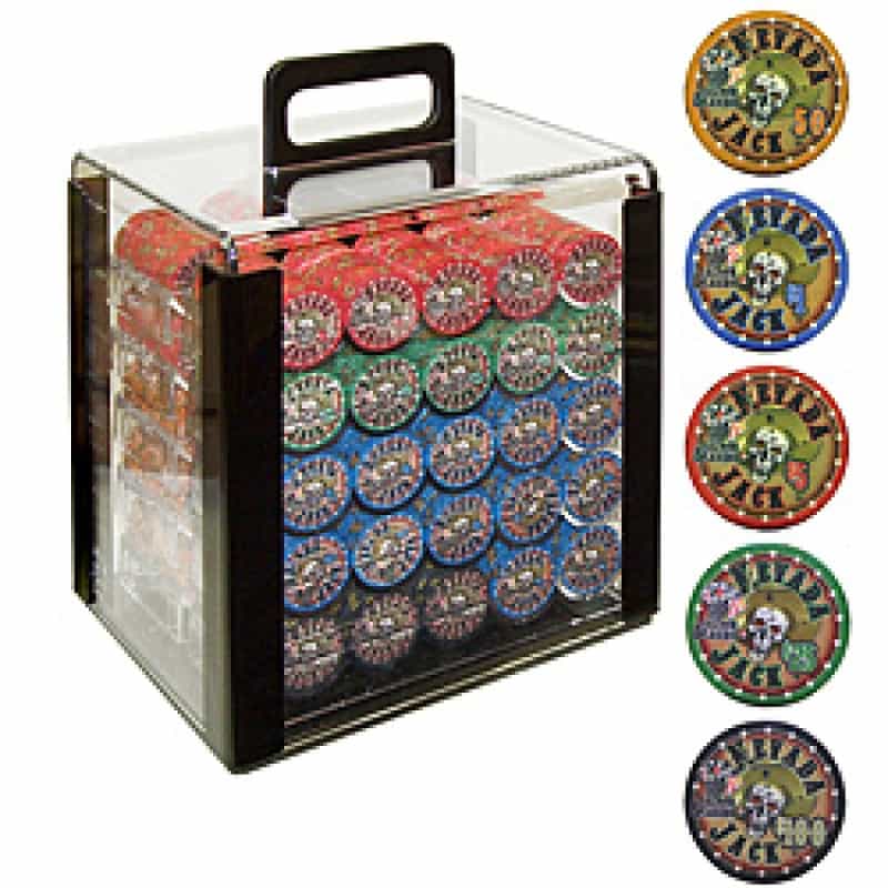 1000 10G Nevada Jacks Poker Chips In Acrylic Carrier