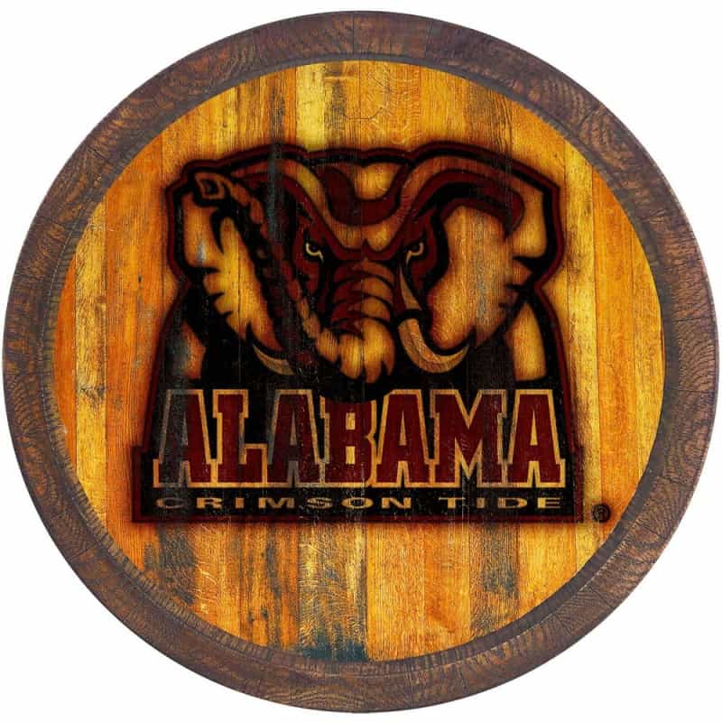 Alabama Crimson Tide: Al Logo - Branded "Faux" Barrel Top Sign